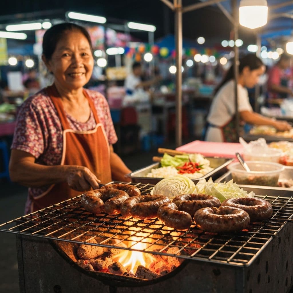 Isan Sausage in Thai